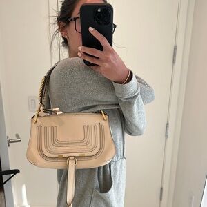 Beige Leather Shoulder Bag